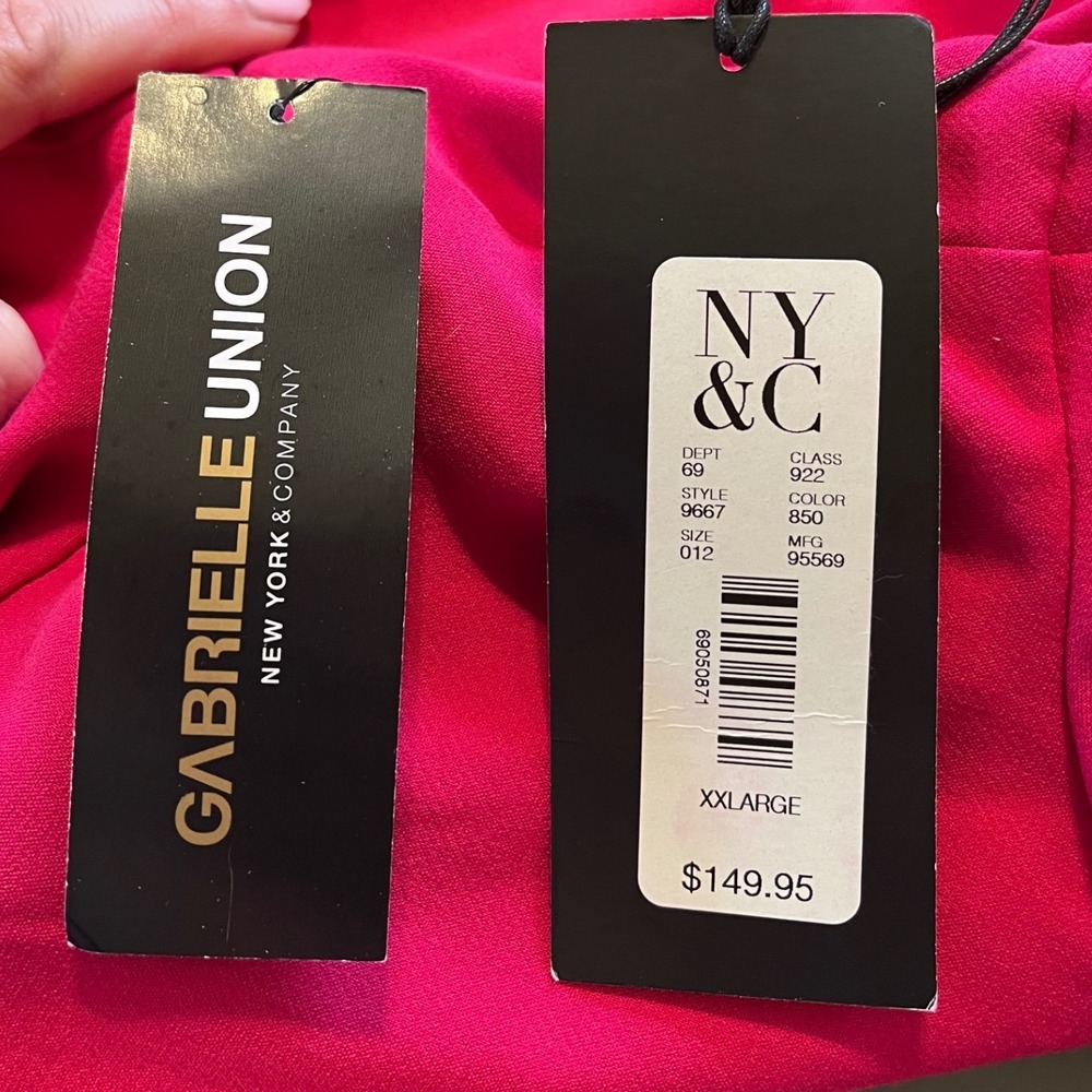 NWT Gabrielle Union NY&C Ultra Wide Leg Pink Plunge Neck Jumpsuit Plus Size XXL - Picture 5 of 13